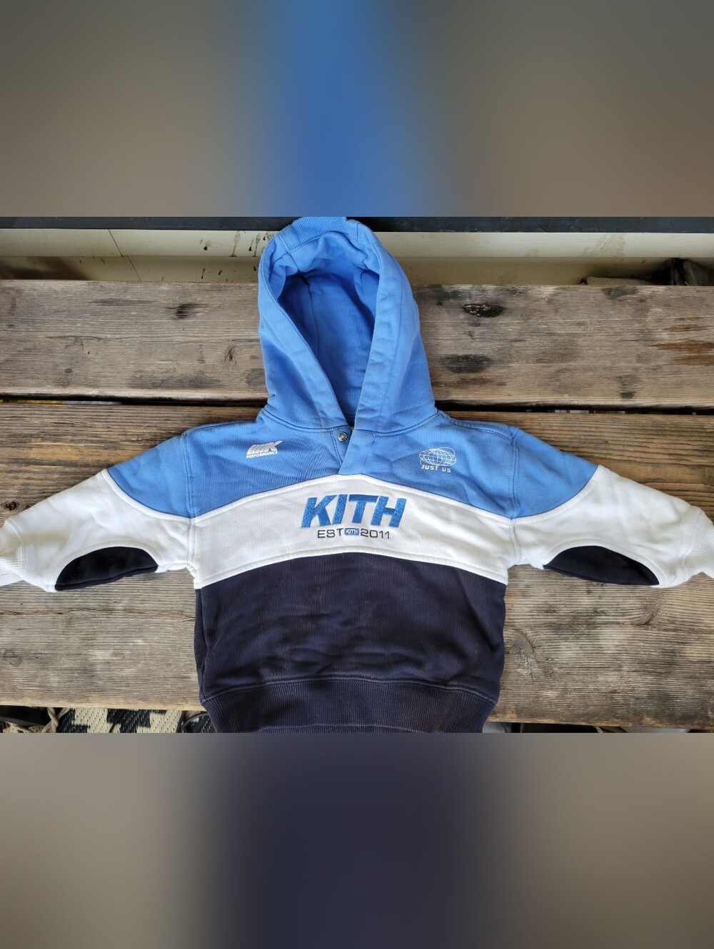 KITH KIDS SZ 12-18M VGUC NAVY / WHITE / BLUE loose fit pullover Sweatshirt